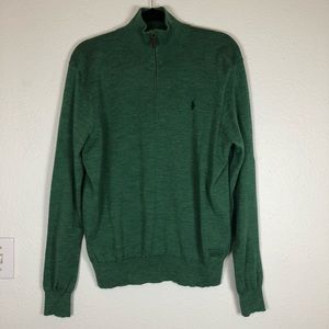 Polo Ralph Lauren green half-zip wool sweater L